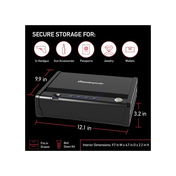 Quick Access Biometric Pistol Safe with Lights QAP1BLX