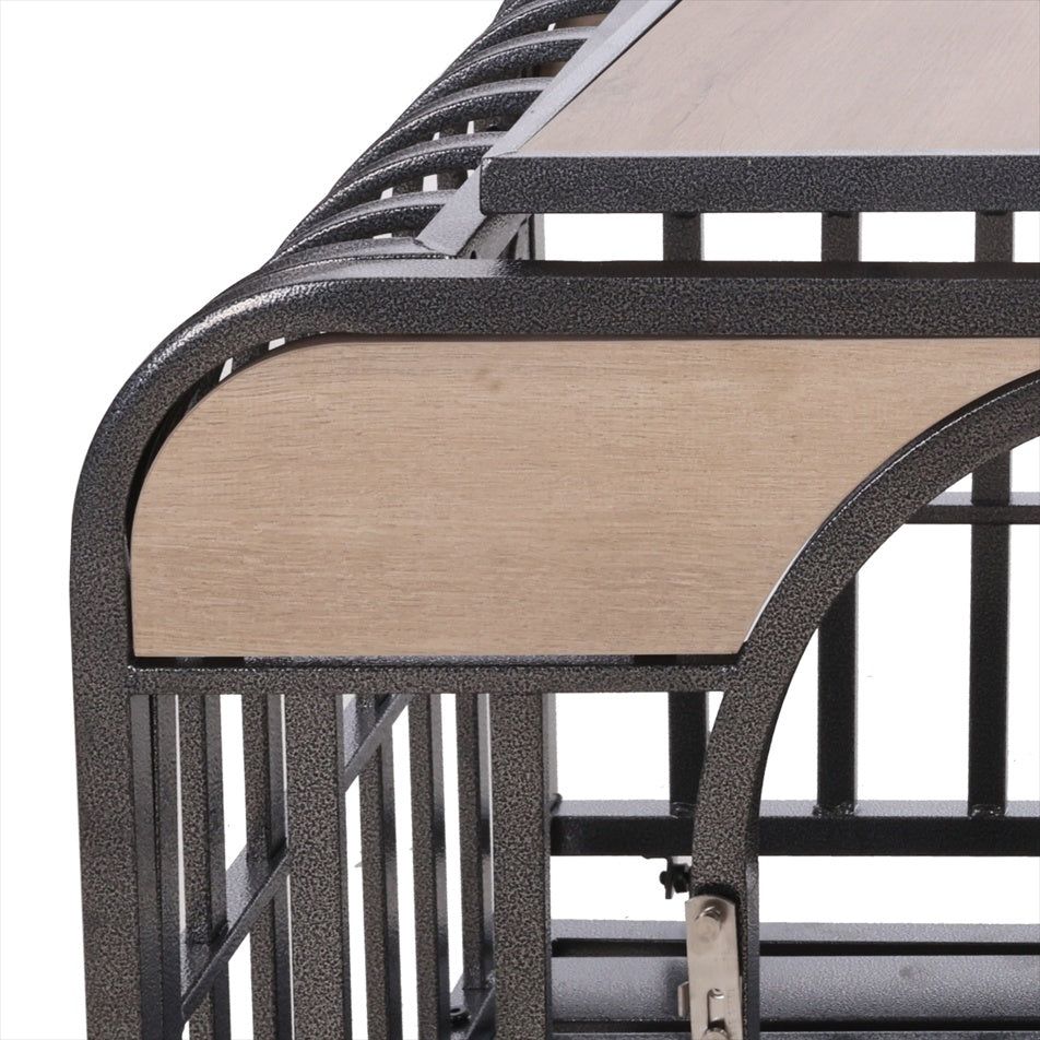 46in Heavy Duty Dog Crate, Furniture Style Dog Crate With Removable Trays And Wheels For High Anxiety Dogs