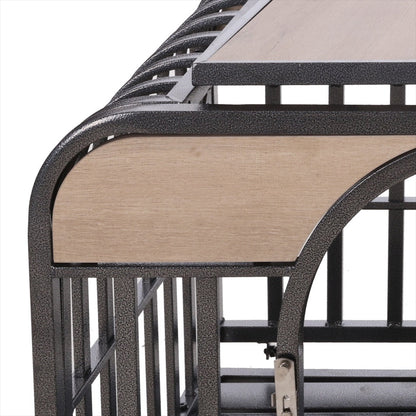 46in Heavy Duty Dog Crate, Furniture Style Dog Crate With Removable Trays And Wheels For High Anxiety Dogs
