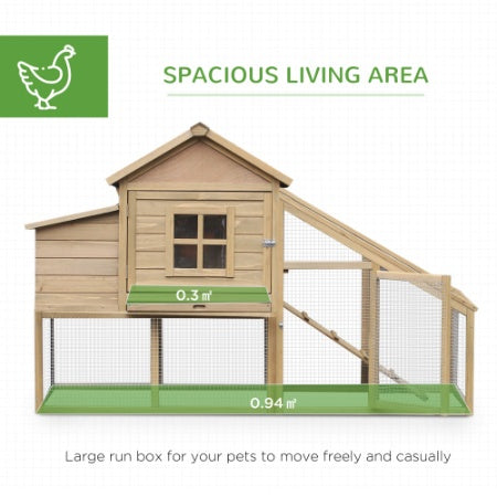 Wooden Chicken Coop with Nesting Box & Ramp