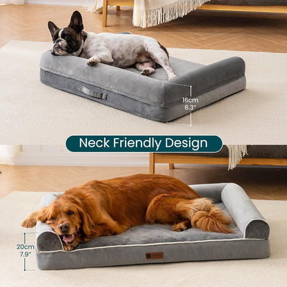 MEWOOFUN Orthopedic Dog Bed For Medium Large Dogs - Egg Foam Sofa With Waterproof Washable Cover, Supportive Pet Bed Grey, 40''x30''
