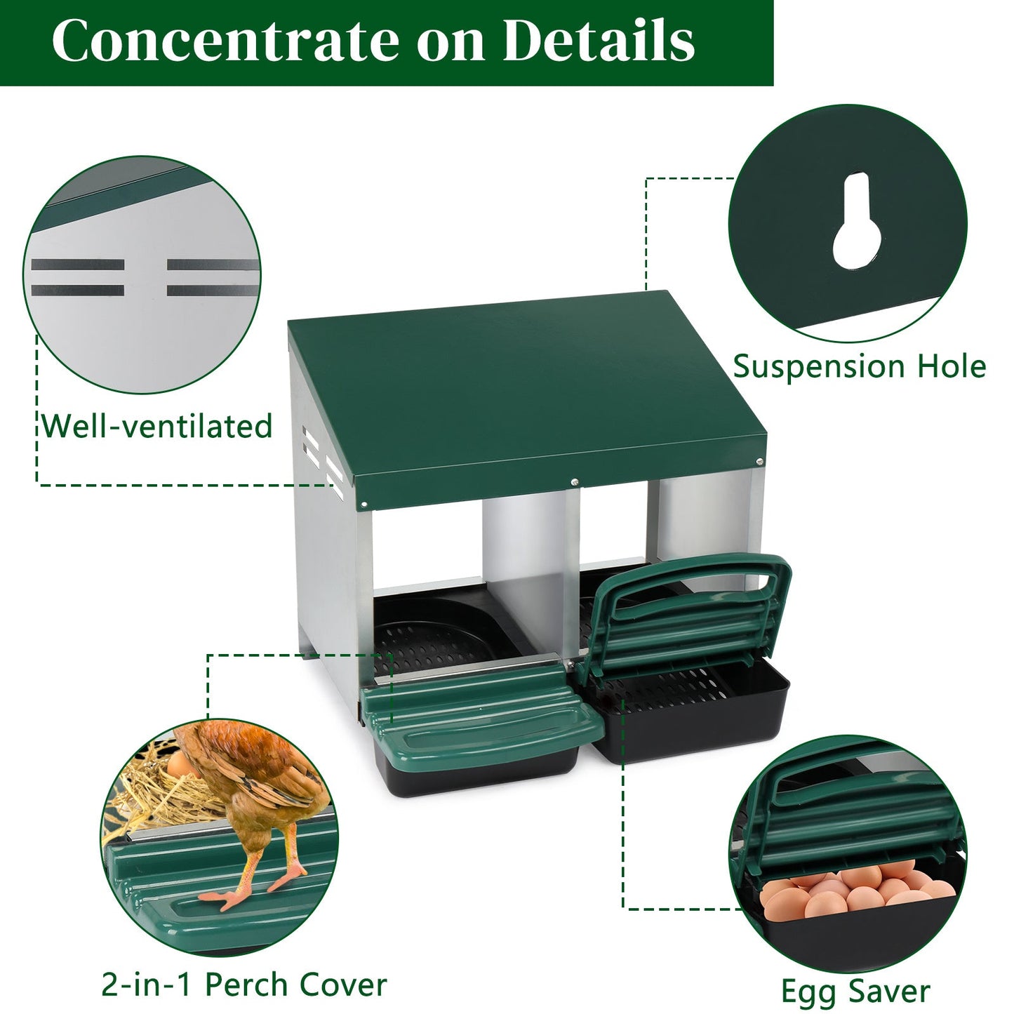 Pitched Roof House Iron-plastic Chicken Feeding