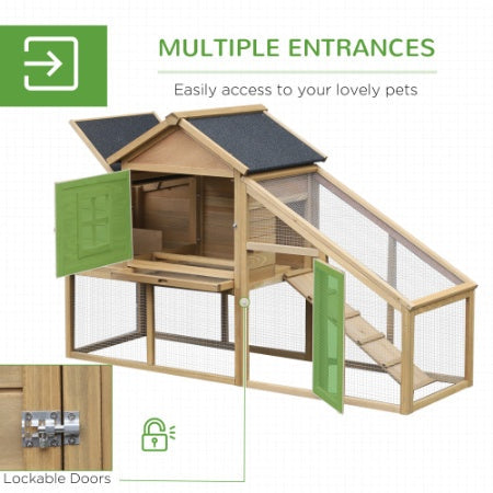 Wooden Chicken Coop with Nesting Box & Ramp