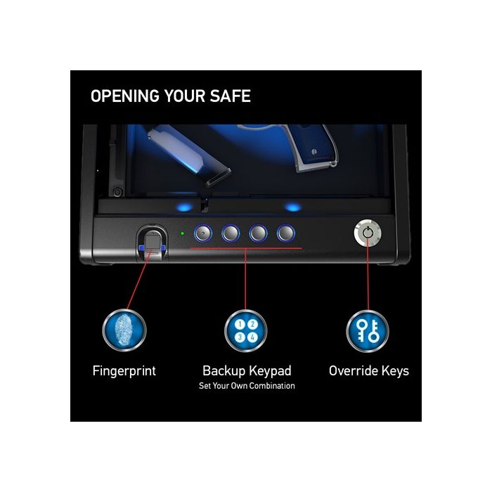 Quick Access Biometric Pistol Safe with Lights QAP1BLX
