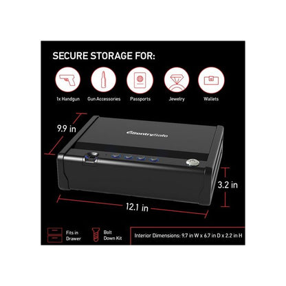 Quick Access Biometric Pistol Safe with Lights QAP1BLX