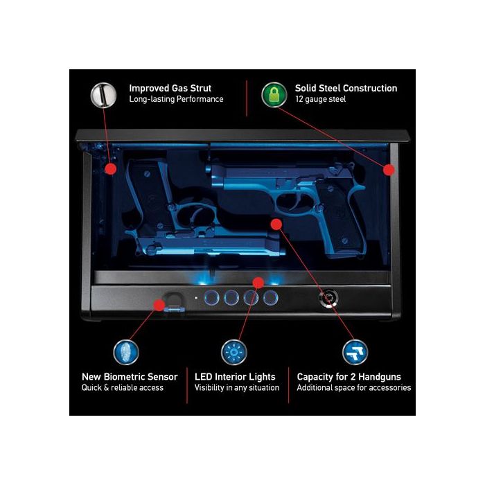 XL Quick Access Biometric Pistol Safe with Lights QAP2BLX