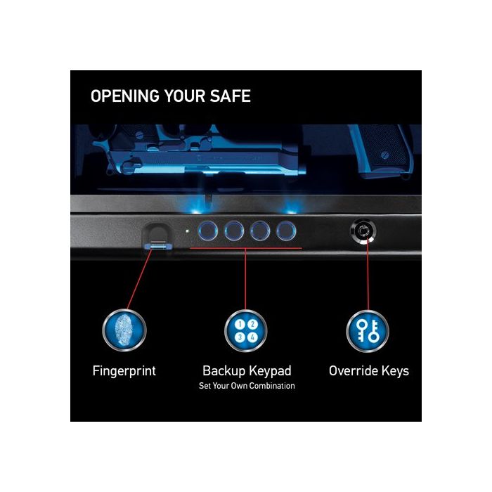 XL Quick Access Biometric Pistol Safe with Lights QAP2BLX